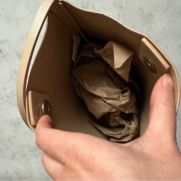 Oat & Fort Cream Snap Button Shoulder Bag Faux Leather - Picture 10 of 12